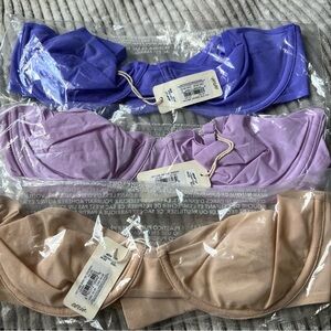 NWT AERIE Smoothez Mesh Unlined Bra Balconette 32D Lot of 3!